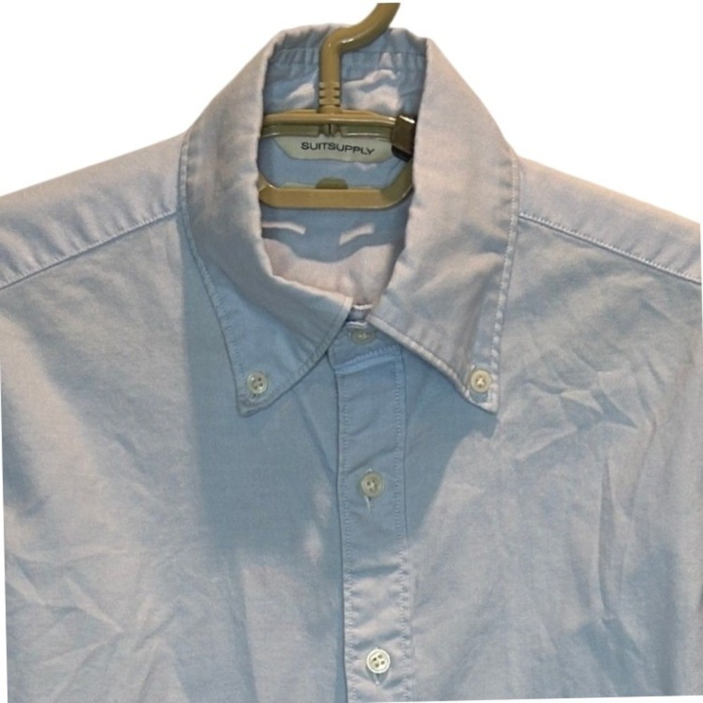 Suitsupply Oxford Stretch Shirt 14.5/15 Mens Light Blue Slim Fit Button Down